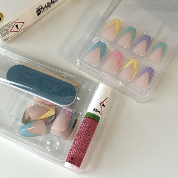 3/$15 🌸 Kiss Voguish Fantasy Disco Ball Multicolor Pastel Press On Nails Coffin - Picture 7 of 8